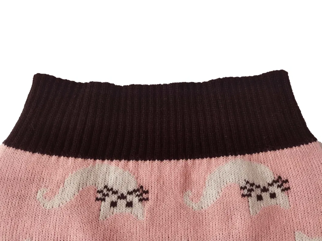 Halloween Warm Cute Pink Cat Jacquard Knitted Sweater Pet Clothing