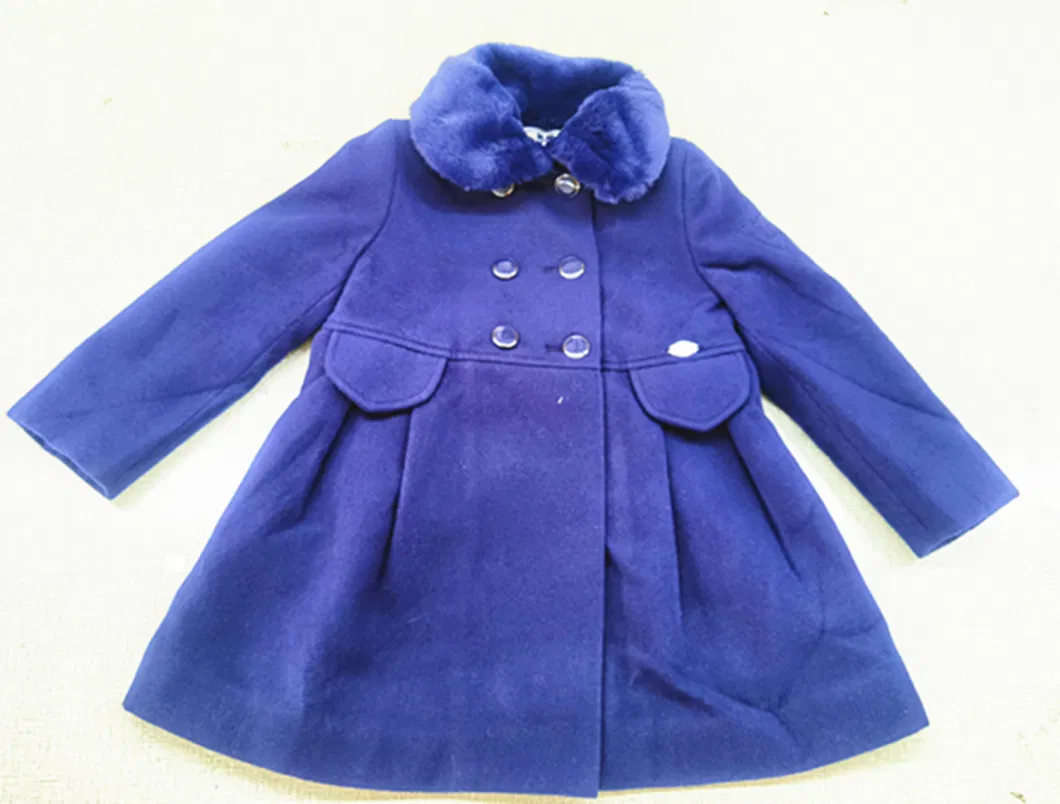 Kids Girl′ S Embroidery with Lining with Removeable Fur Collar Coat Kids Wear Children Clothes