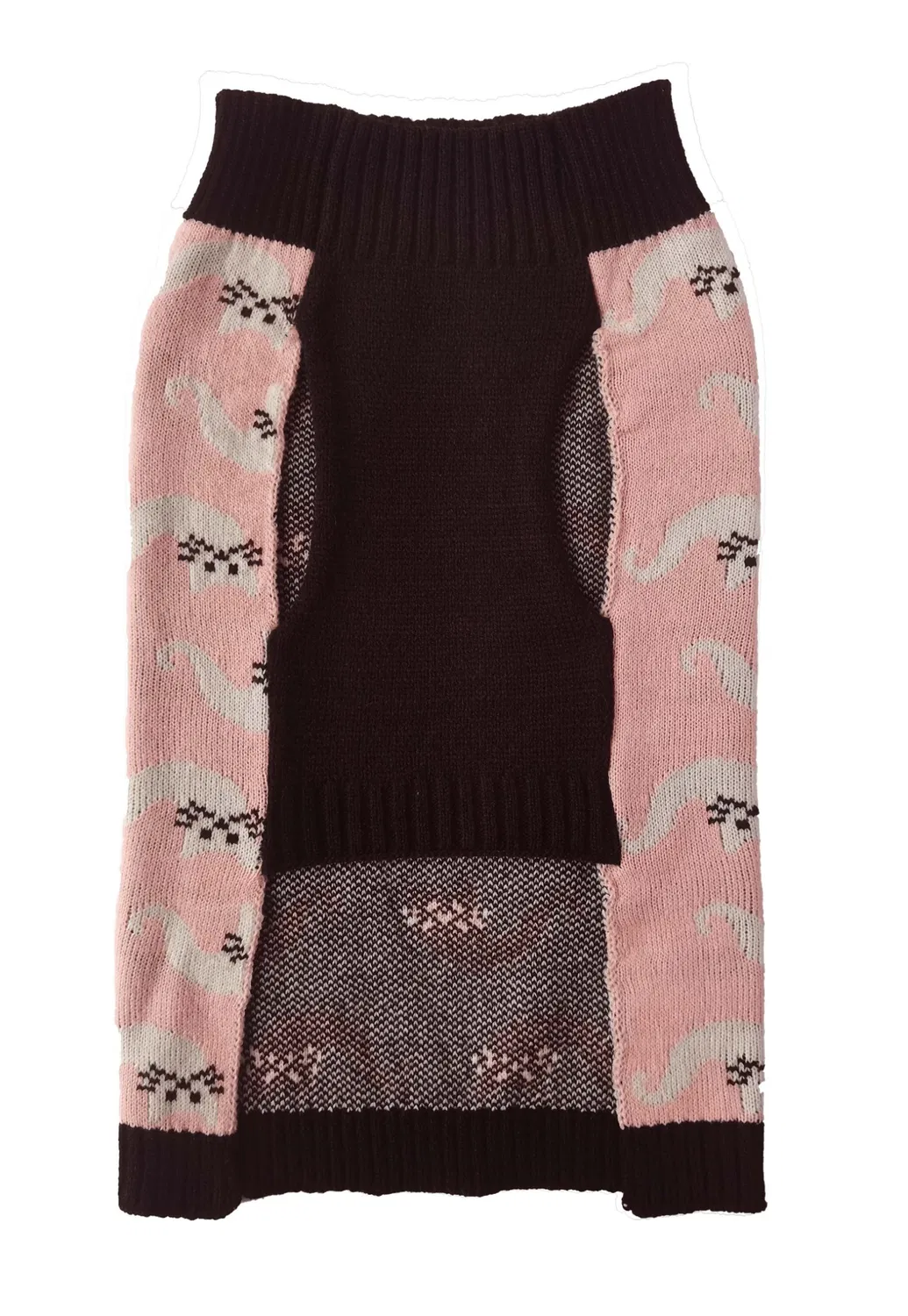 Pull tricoté en Jacquard pour chat rose mignon et chaud d'Halloween, vêtements pour animaux de compagnie